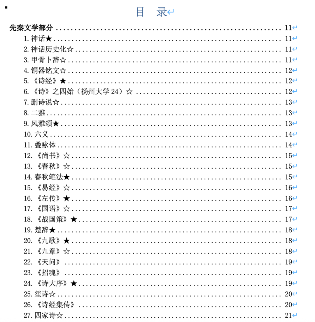 古代文学名词解释目录样张